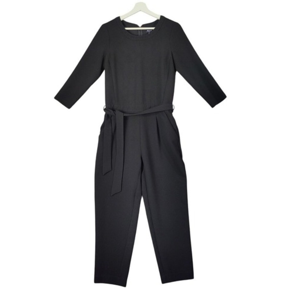 Madewell Womens Minimalist Professional Quiet Luxe Crepe Jumpsuit 0 Black Belted